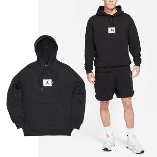 【NIKE 耐吉】帽T Fleece Hoodie 男款 連帽上衣 羅紋袖口 袋鼠口袋 厚實 黑 白 喬丹 休閒(DA9817-010)