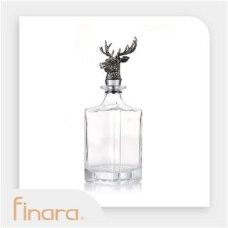 【Finara 費納拉】公鹿造型酒塞威士忌餐酒直角玻璃瓶