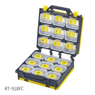 【KTL】臺灣製 多用途零件整理盒 KT-918FC(背帶+內盒*18/分類盒/零件盒/收納盒/提盒/手提工作箱/工具箱)