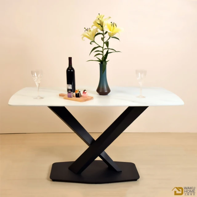 【WAKUHOME 瓦酷家具】Hale時髦X腳餐桌-A黑-B白A005-203