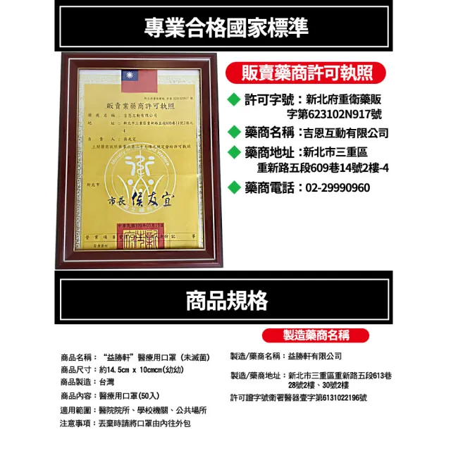 【YSH益勝軒】台灣製 幼幼1-4歲醫療3D立體口罩未滅菌50入/盒(恐龍王國)