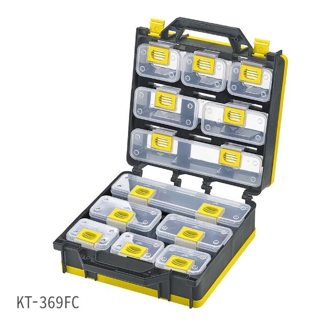 【KTL】台灣製 多用途零件整理盒 KT-369FC(背帶+內盒*12/分類盒/零件盒/收納盒/提盒/手提工作箱/工具箱)