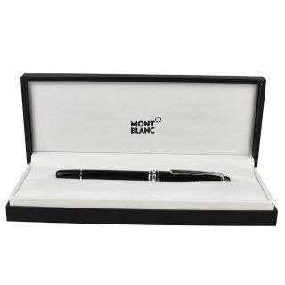【MONTBLANC 萬寶龍】MONT BLANC大班系列六角星LOGO鉑金鋼珠筆(黑x銀)
