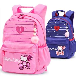 【優貝選】三麗鷗HELLO KITTY素面條紋小學生書包 後背包1-3年級適用(平輸品)