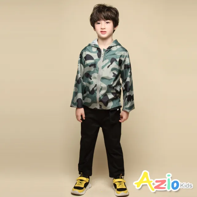 【Azio Kids 美國派】男童 長褲 立體腰包純色休閒長褲(綠卡其黑三色)