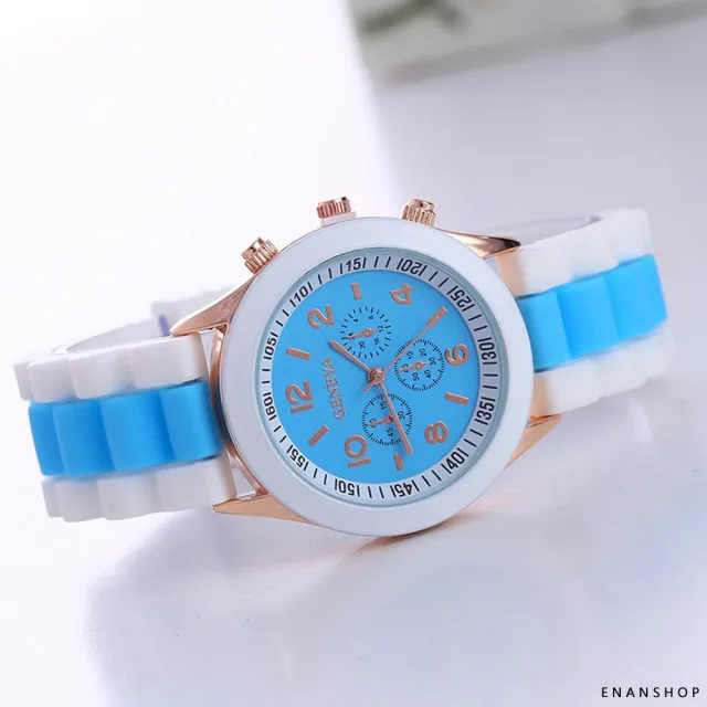 【ENANSHOP 惡南宅急店】馬卡龍條紋錶 韓版流行手錶 運動錶 手錶 男女皆可-0650F