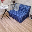 【Summer台灣製造】格紋藍單人免組裝多功能2折彈簧沙發床(沙發/床墊/寵物墊/嬰兒床墊/和室椅)