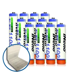 【iNeno】高容量鎳氫充電電池1100mAh 4號/AAA 12顆入(超值包組合 環保 節能)