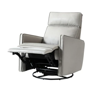 【hoi! 好好生活】林氏木業頭手動型科技布可旋轉單人躺椅沙發 LS170-迷霧灰
