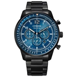 【CITIZEN 星辰】天空藍飛行風格三眼計時光動能男錶/44mm(CA4505-80L)