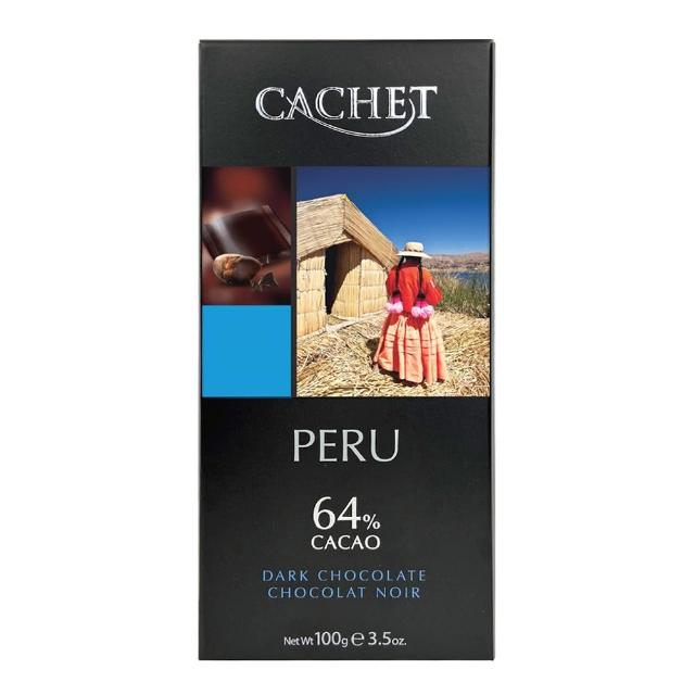 即期品【Cachet】凱薩64%秘魯可可豆醇黑巧克力(100G)