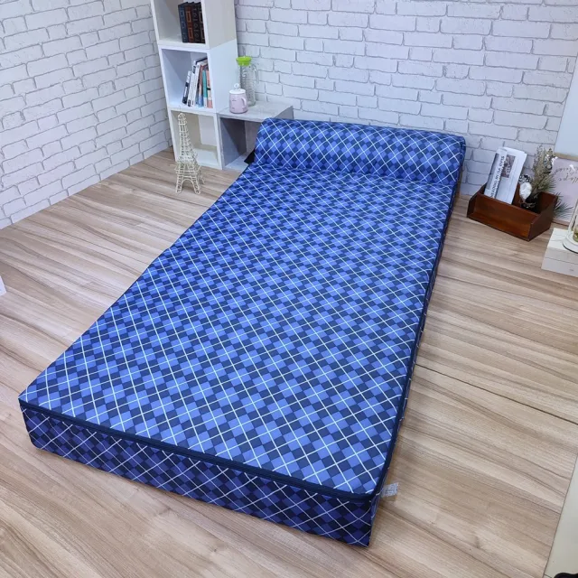 【Summer台灣製造】幾何黃單人免組裝多功能2折彈簧沙發床(沙發/床墊/寵物墊/嬰兒床墊/和室椅)