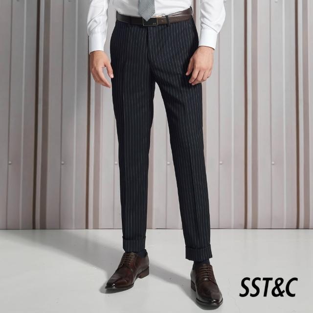 【SST&C】藏青直條紋雙排釦修身西裝褲0212110005(換季55折)