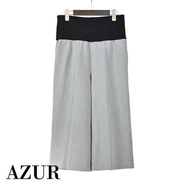 【AZUR】寬高腰顯瘦拼接寬褲