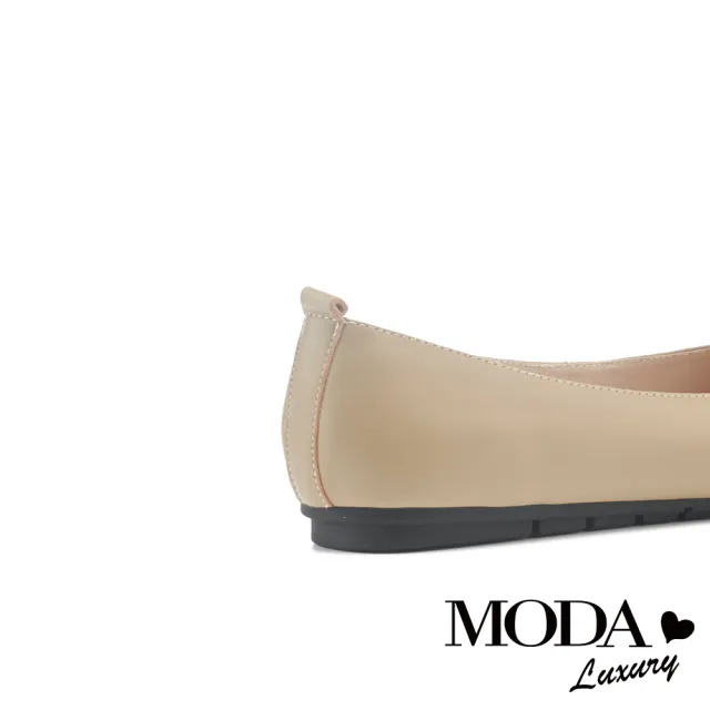 【MODA Luxury】時尚雙色方釦全真皮方頭低跟鞋(綠)