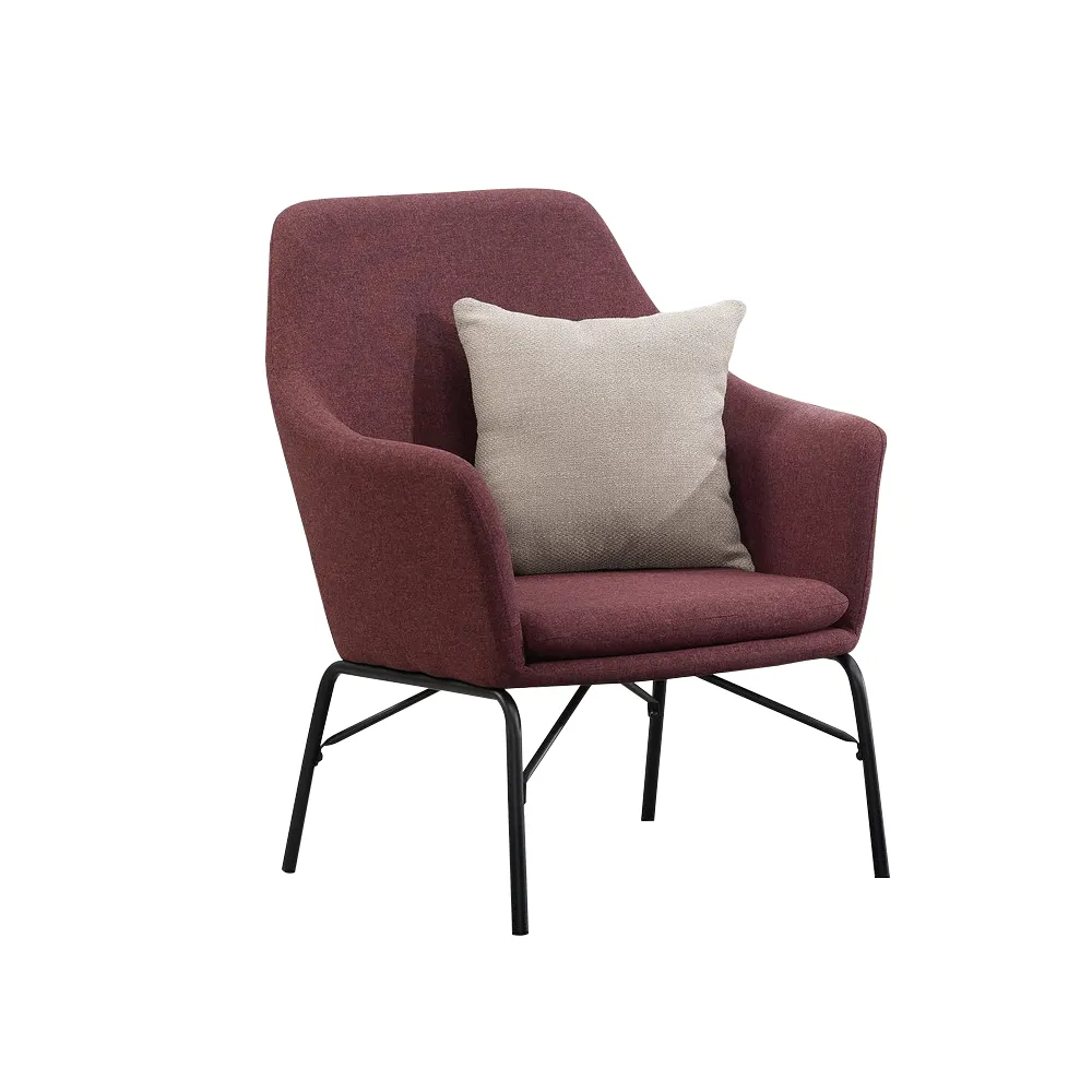 【BODEN】麥希亞紫紅色布沙發單人座椅/一人座沙發椅(贈抱枕)