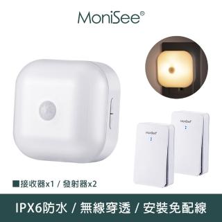 【MoniSee 莫尼希】北歐風感應夜燈無線門鈴-自發電/擴充組/二對一(小夜燈/床頭燈/居家門鈴/音樂門鈴)
