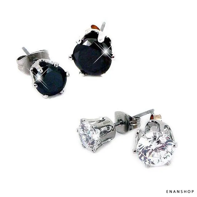 【ENANSHOP 惡南宅急店】大水鑽純鋼耳環2入組 鋼針 磁鐵 無耳洞可 不生鏽 抗過敏 磁鐵-0001D