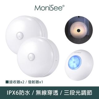 【MoniSee 莫尼希】北歐風觸控夜燈無線門鈴-電池款/套組/一對二(小夜燈/床頭燈/居家門鈴/音樂門鈴)
