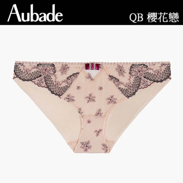 【Aubade】櫻花戀蕾絲無痕三角褲-QB(粉橘)