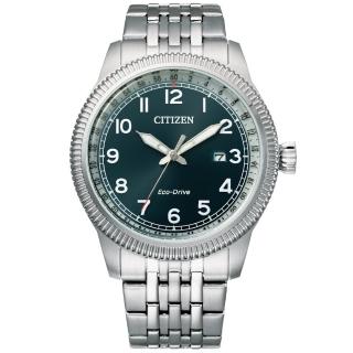 【CITIZEN 星辰】潮流復古光動能時尚男錶-銀x藍/42.5mm 母親節限定(BM7480-81L)