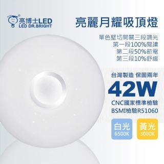 【亮博士】亮麗月耀42W吸頂燈適合2~3坪壁切三段可調光(白光/黃光)