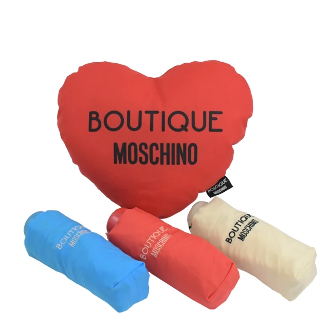 MOSCHINO 愛心小抱枕收納輕量摺疊晴雨傘(三色可選)