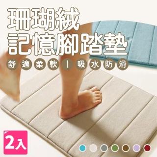 【樂邦】珊瑚絨記憶回彈腳踏地墊2入(40x60cm)