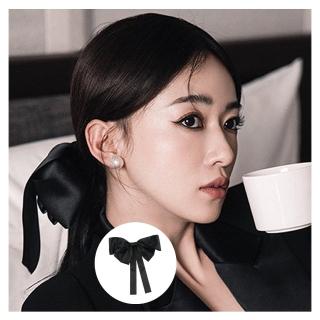【HaNA 梨花】謹言同款絲綢質感．大蝴蝶結雙層超氣質髮夾(髮夾 髮梳 髮插 髮簪)