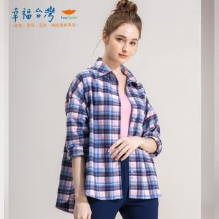 【EverSmile 幸福臺灣】女鍺紗磨毛格紋襯衫(升溫保暖、遠紅外線、抗靜電、消臭、飛鼠袖、襯衫外套)