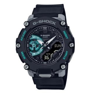 【CASIO 卡西歐】CASIO G-SHOCK 碳核心防護構造 防震 雙顯男錶 黑藍綠 GA-2200M 防水200米(GA-2200M-1A)