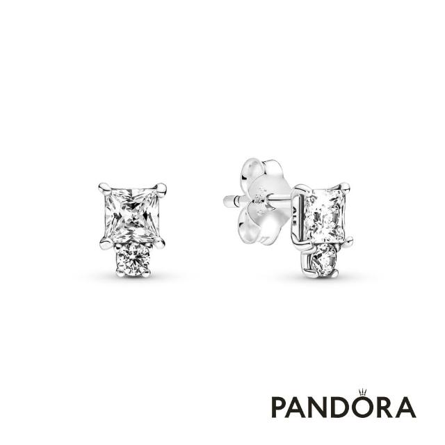 【Pandora官方直營】璀璨方圓針式耳環-絕版品