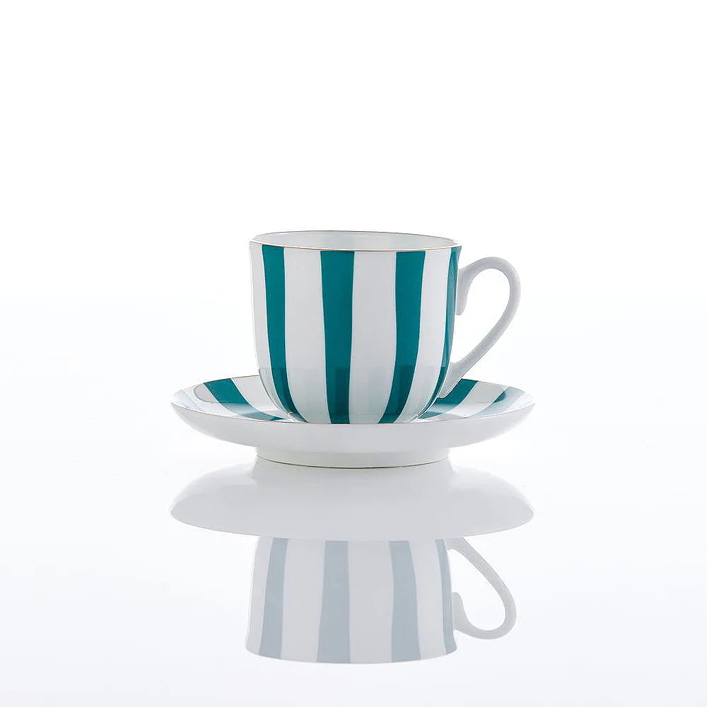 【TWG Tea】漾彩午茶杯組 Tea for Two Teacup & Saucer in Green(陶瓷/靛綠 160ml)