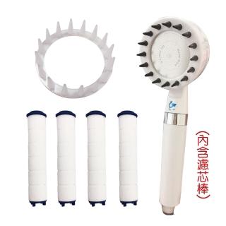【水摩爾】WM-818水抓龍SPA按摩刷過濾蓮蓬頭超值組(內含濾芯+彈性爪頭+濾心棒4支)