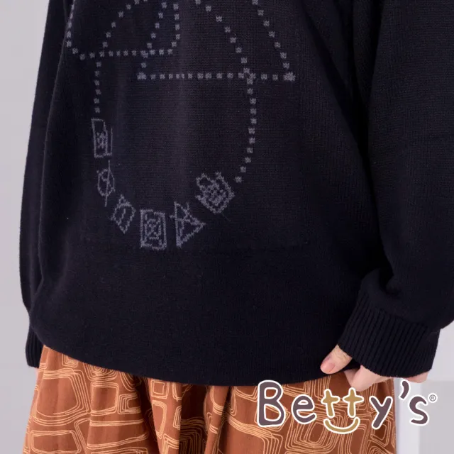 【betty’s 貝蒂思】長版圓領幾何圖毛衣(黑色)