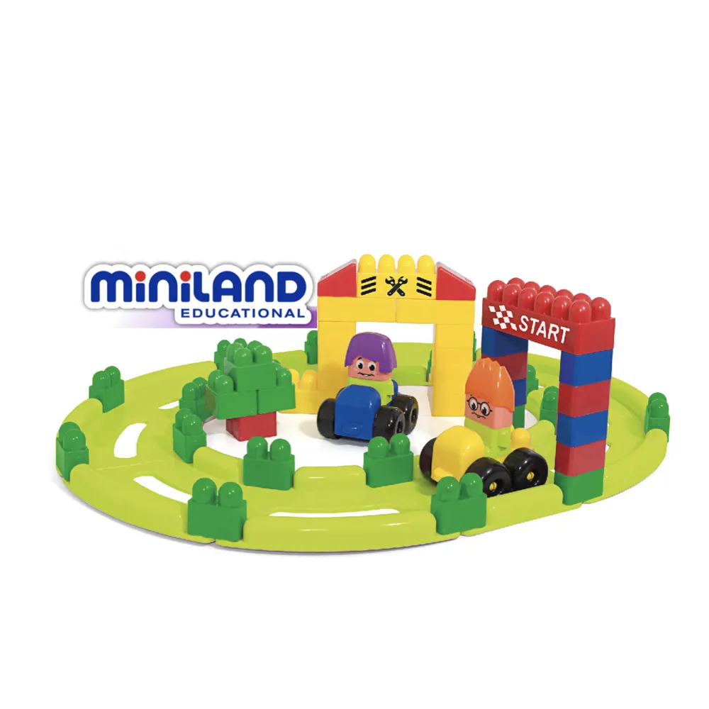 【Miniland】西班牙益智大積木賽車軌道組(65PCS)