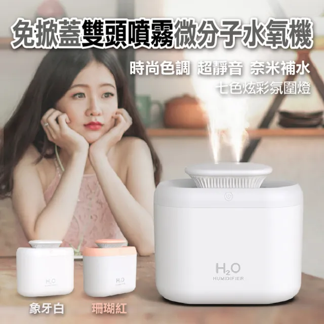 【ROYAL LIFE】免掀蓋雙頭噴霧微分子水氧機-2入組