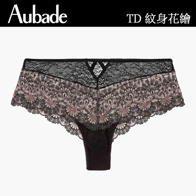 Aubade 紋身花繪蕾絲平口褲-TD(黑)