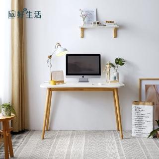 【hoi! 好好生活】預購60天★林氏木業北歐簡約1.2M弧形書桌 JV2V-原木色+白色