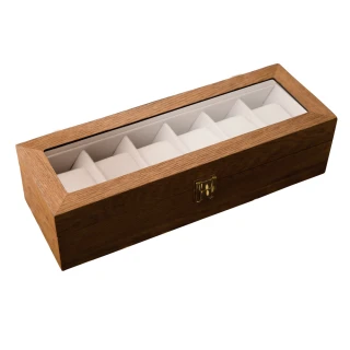 【ALL TIME 完全計時】木盒13-木H6Y(麥穗橙實木紋6只入手錶收藏錶盒)