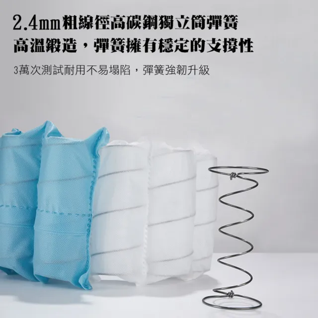 【本木】本木-抗菌高碳鋼2.4mm硬獨立筒床墊(單人3尺)