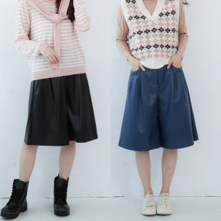 【PINK NEW GIRL】時尚五分寬鬆皮短褲  J3502SD(2色)