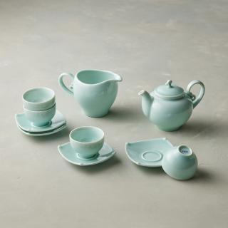 【安達窯】青瓷 - 採雲茶組 - 10件組禮盒裝(茶壺+茶海+茶杯+杯託)