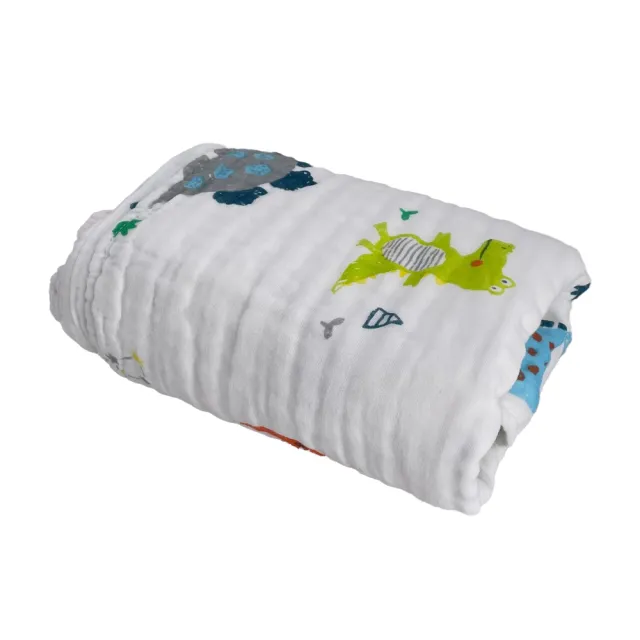 【JoyNa】澎澎紗六層紗布抱被蓋毯 嬰兒多功能水洗印花紗布浴巾(105*105CM)