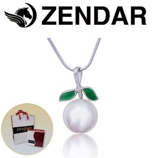 【ZENDAR】頂級淡水珍珠 Tangerine Dream with Green Jade項鍊 13mm(9011)