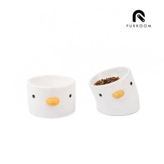 【PURROOM】小雞陶瓷食盆 平口、斜口 兩款可選(歪著頭陪你吃飯)