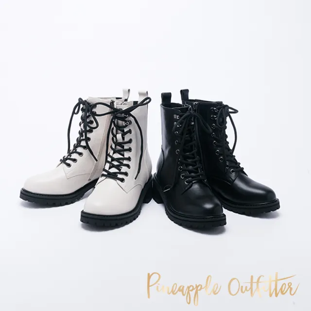 【Pineapple Outfitter】BOWEN 真皮拉鍊中筒馬丁靴(黑色)