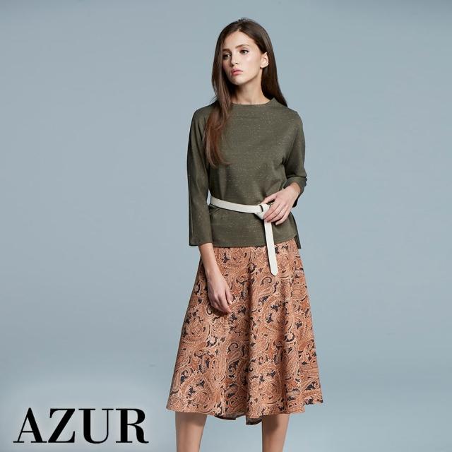 【AZUR】圖騰印花雪紡圓裙
