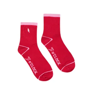 【3-o’clock】紅色閃電繡花短筒棉襪(男女襪 休閒襪 運動襪)