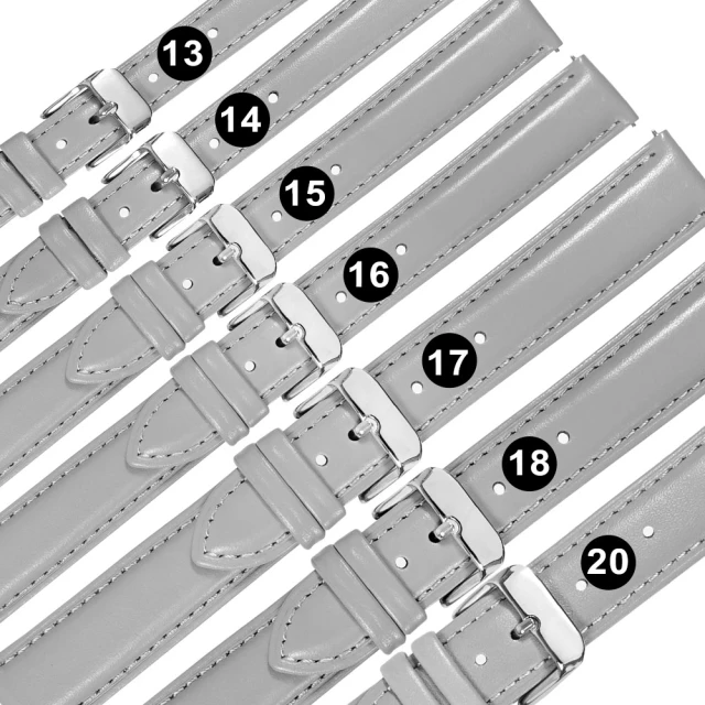 Watchband 13.14.15.16.17.18.20mm / 各品牌通用 柔軟舒適 快拆型 真皮錶帶(灰色)